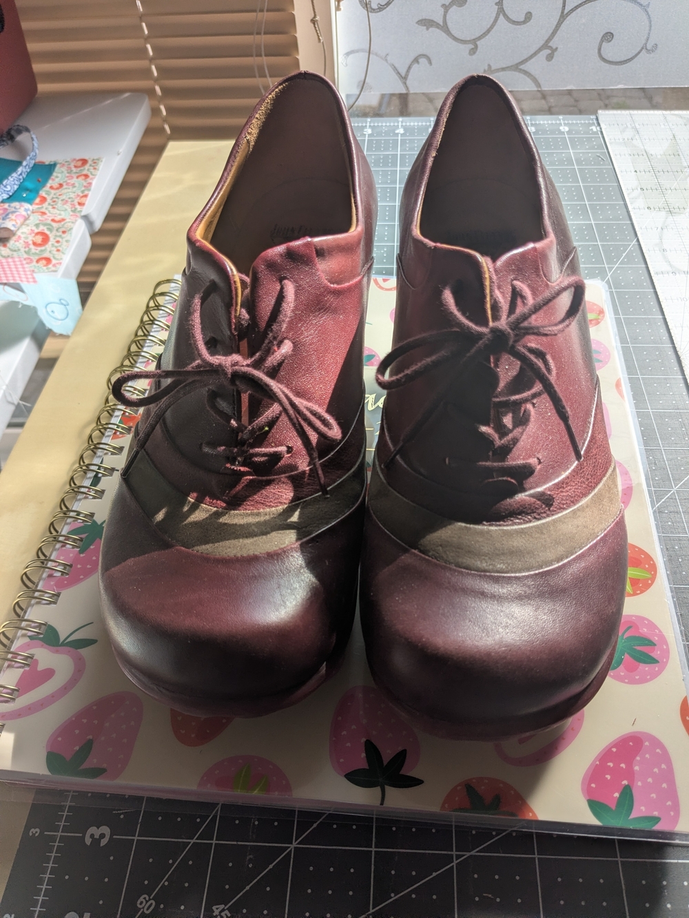 Fluevog Burgundy Lace-Up Shoes